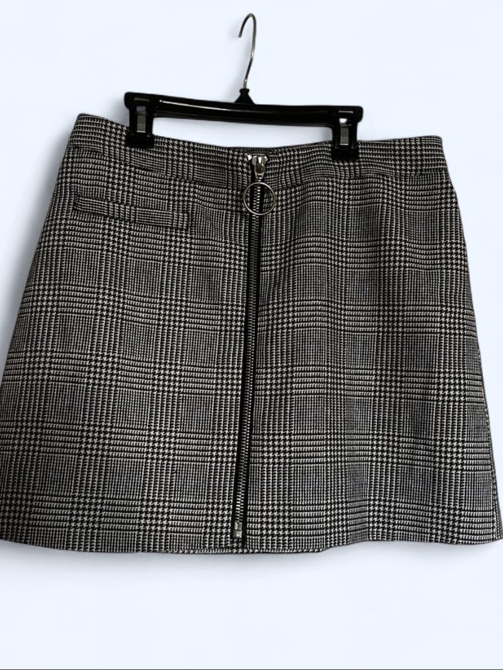 Forever 21 Black and White Plaid Mini Skirt with Front Zip